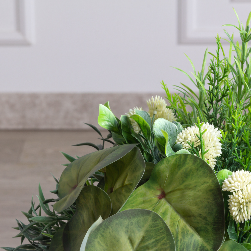 К493(з)(F) Композиция искусственная Зелень с Пеперомией в интерьерном кашпо_3