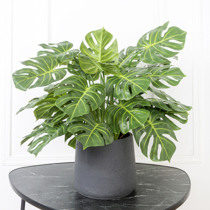 К065*5(F) Монстера искусственная куст h65см (латекс) в кашпо_1