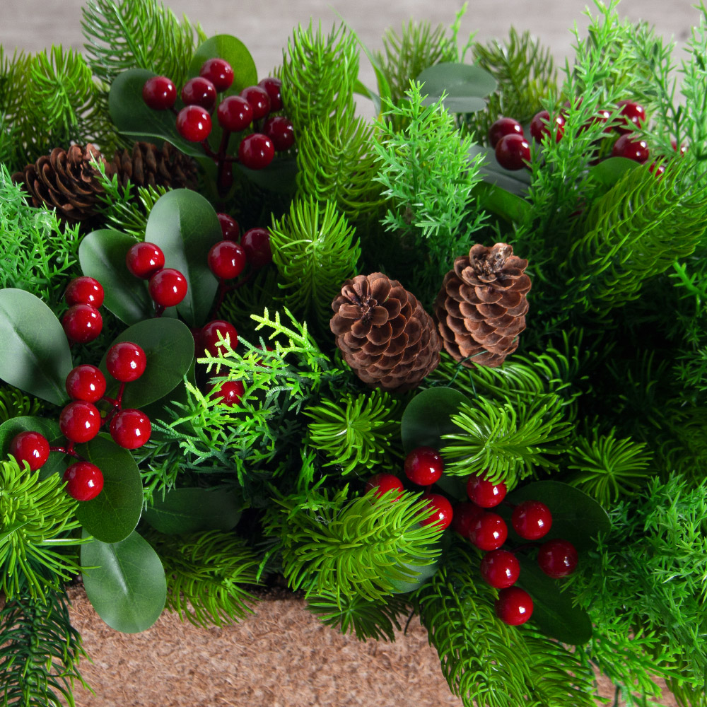 КНг57-5(з)(F) Композиция НГ искусственная с ягодами в кокосовом боксе 85х15х10см_5