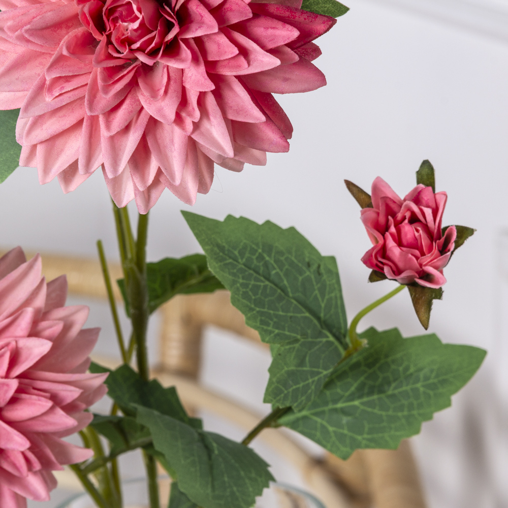 7141А/9120-24/1Р Георгин искусственный 1 голова, 1 бутон, h65см, розовый_3