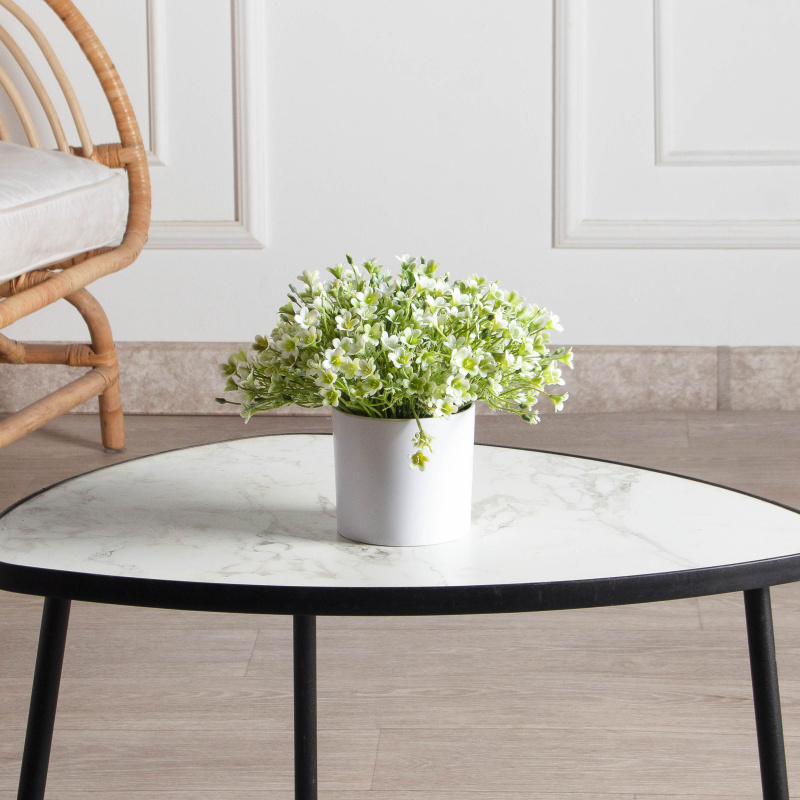 КС/О40-1(F) Кампанула искусственная h18см в кашпо, белая_1