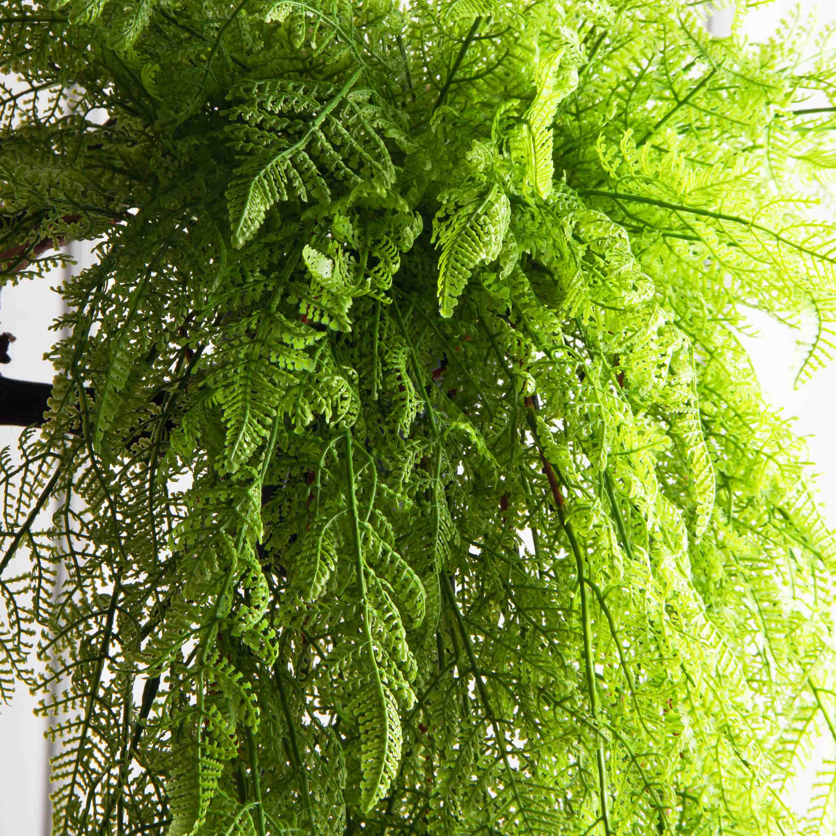 КС96(F) Папоротник Даваллия искусственная ампельная в кашпо_4