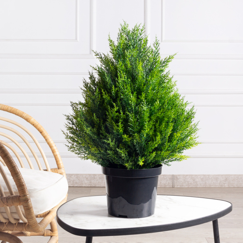 Т060/467(Пр)(F) Туя искусственная конус Платинум h60см