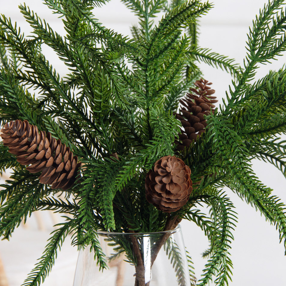 736А/9271-0041(F) Ветки еловые с шишками из 5штук h58см(38+20см)_3
