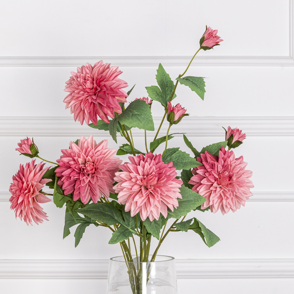 7141А/9120-24/1Р Георгин искусственный 1 голова, 1 бутон, h65см, розовый_1