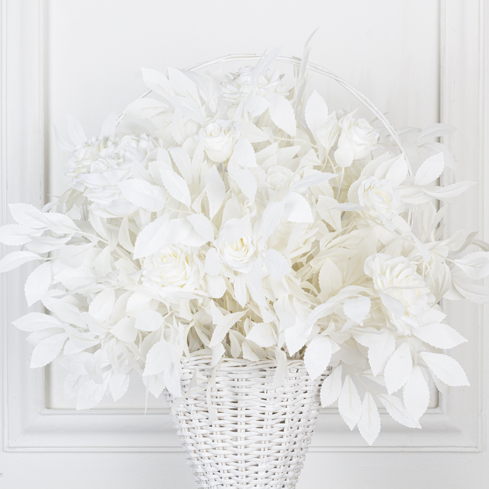 К430/1(з.) Композиция искусственная с розами в корзинке d20хh30см_1