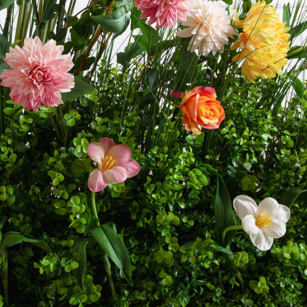 ВМ105-4(з)(F) Композиция искусственная цветы и трава на вставке 115х15хh10см_8