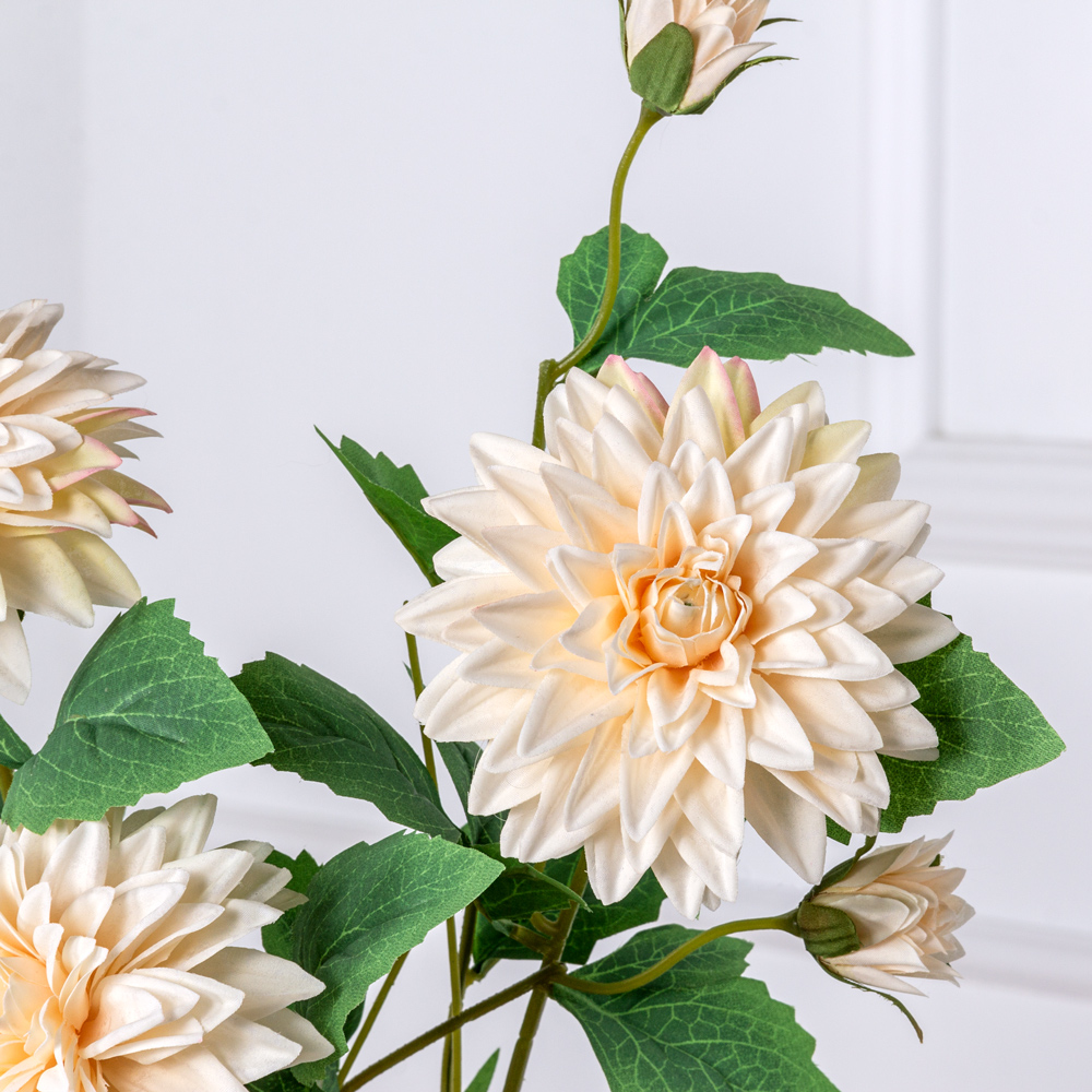 7141А/9120-24/4Р Георгин искусственный 1 голова, 1 бутон, h65см, кремовый_3