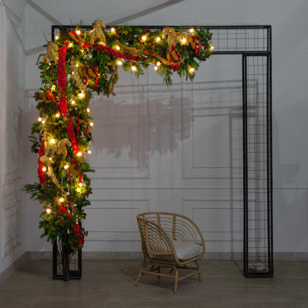 ДЛ193/СВ04(Пр)(Fix)(F)Декор вход.группы h280см н/прутьях,прист.с гирлянд.ретро в русском стиле_4