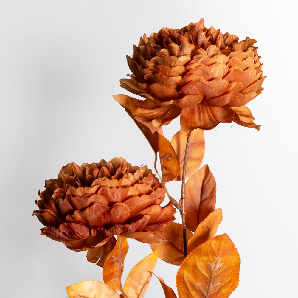 7141/А27120-38/33(F) Пион искусственный 3 головы h105см, рыжий_3