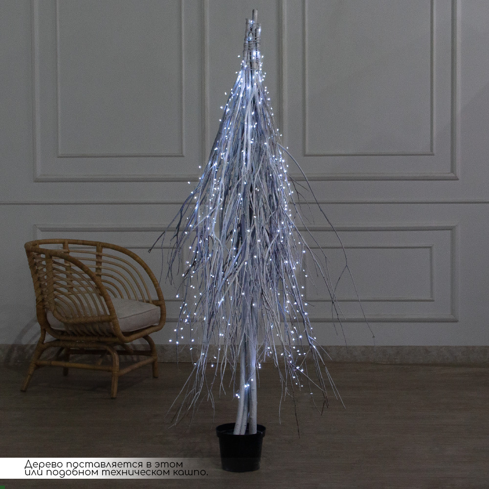 170/РН/СВ03х(Пр)(F) Ель в скандиновском стиле с гирляндой Роса h170см, белая_3