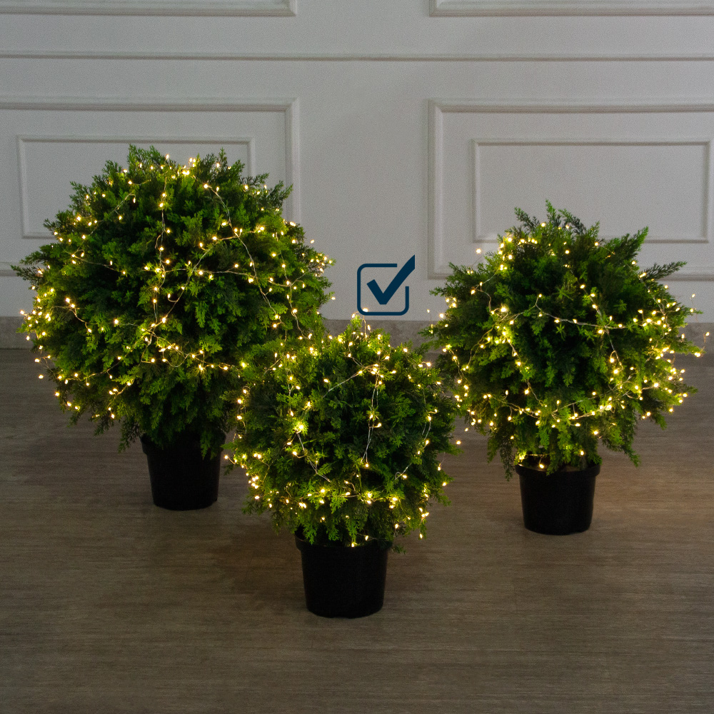 040/Ш/СВ03т/1460(Пр)(F) Туя искусственная шар с гирляндой Роса h50см, d40см_6