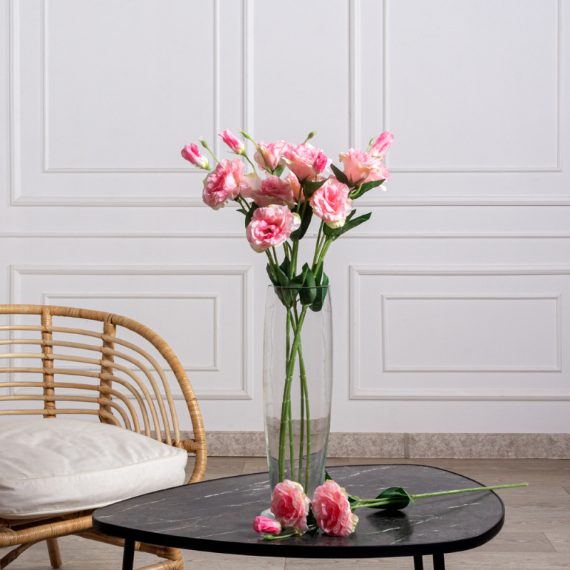 7141А/9149-04/1(F) Эустома искусственная 2 головы, 1 бутон,  h67см,  розовая