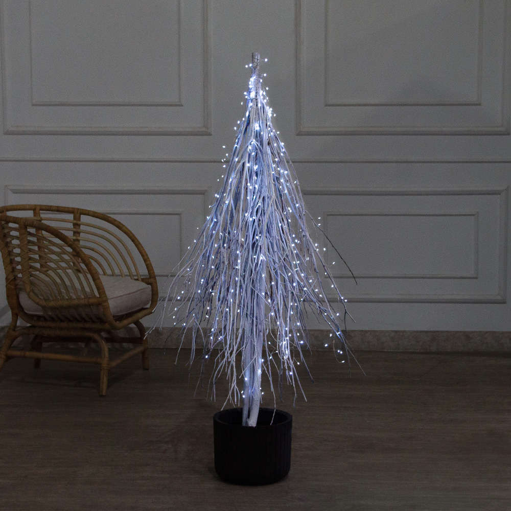 130/РН/СВ03х(Пр)(F) Ель в скандиновском стиле с гирляндой Роса h130см, белая_2