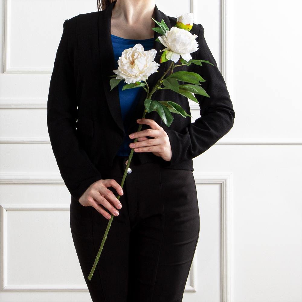 7141А/9122-0346/4(F) Пион искусственный h77см 2головы 1бутон,кремовый_6