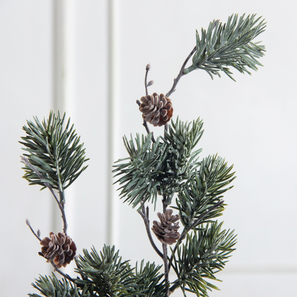 736А/0424-0140(F) Ветка еловая НГ с шишками и блёстками h65см(40+25см) 3ветки_2