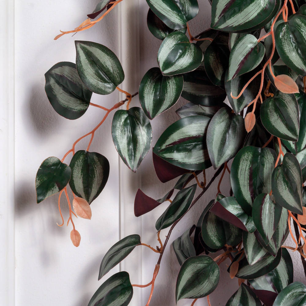 7143А/9116-01(F) Плющ традесканция  искусственный ампельный 12 частей, h120см, зелено-бордовый_1