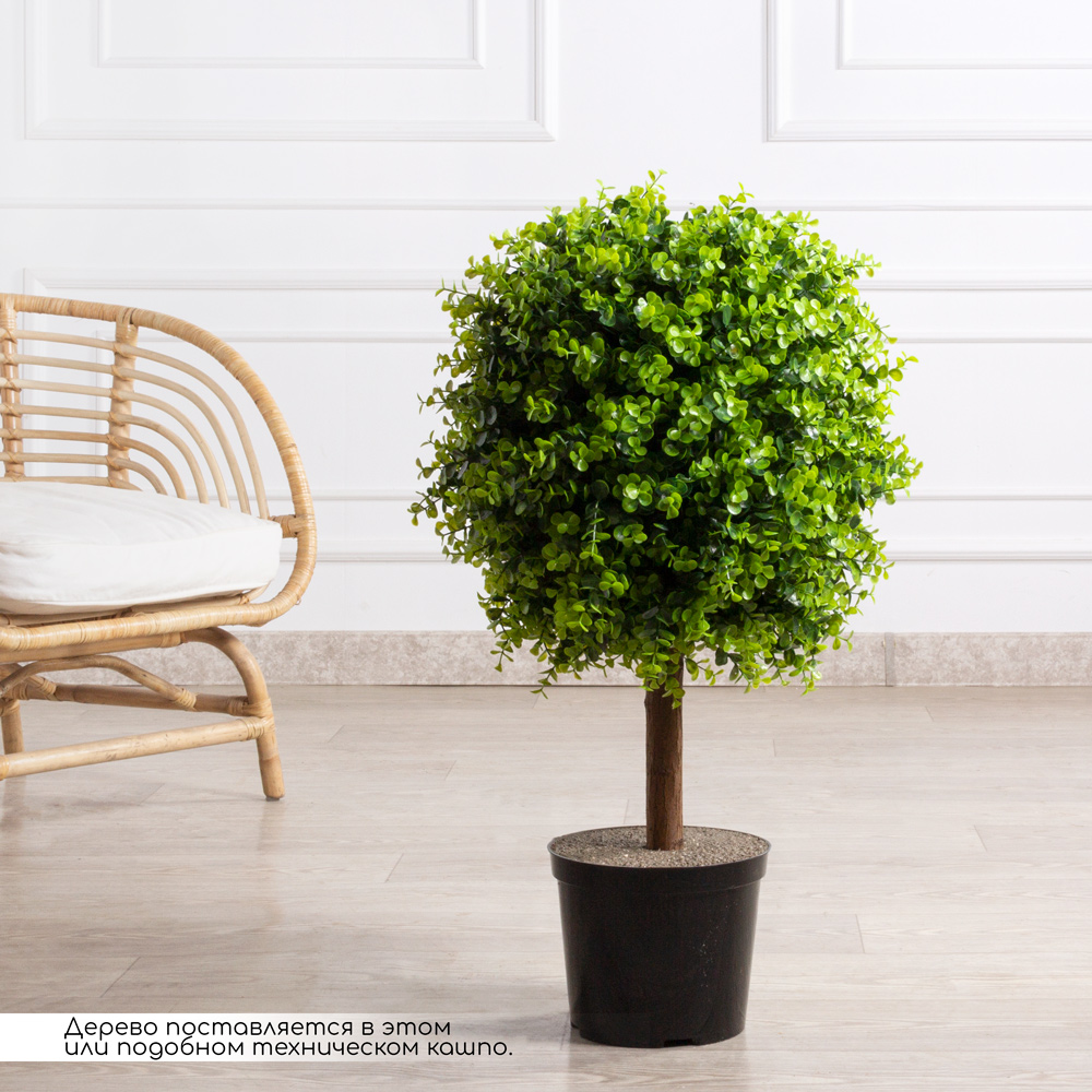 СШ085/228(з)(F) Самшит искусственный шар эвкалипт Элит d50см в кашпо h85см_1