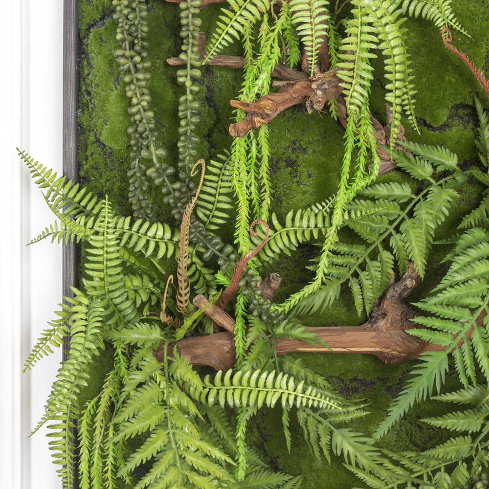 ФК26-1 Фитокартина искусственная с папоротником в деревянной раме 80хh100см_2