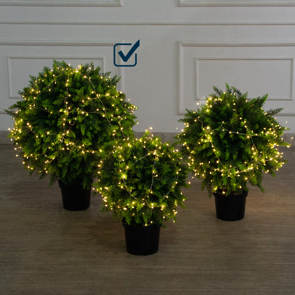 060/Ш/СВ03т/1460(Пр)(F) Туя искусственная шар с гирляндой Роса  h70см, d60см_6