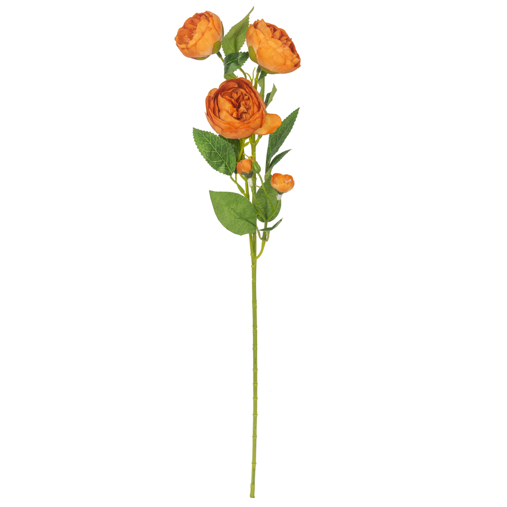 7141/0443-9/18Р Ранункулюс искусственный, 3 головы, 2 бутона, h56см, оранж._1