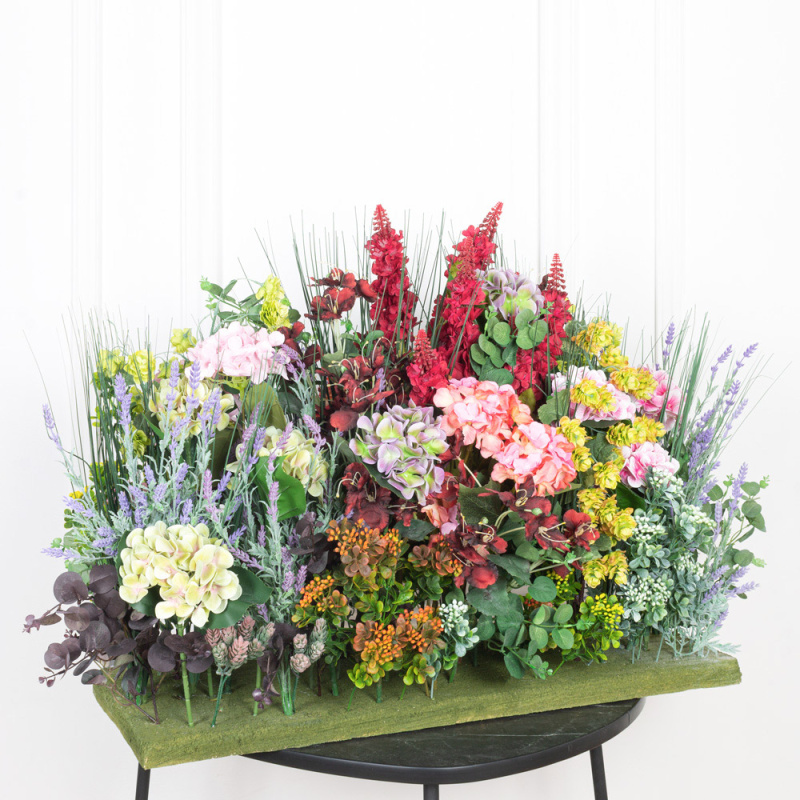 ВМ55(з.) Композиция искусственная Цветочная h62см на вставке 80х30х3см