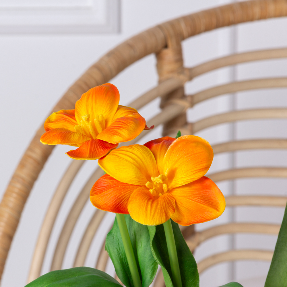 7141А/0443-02/18Р Тюльпан распустившийся искусственный d8см, h50см, оранжевый_2