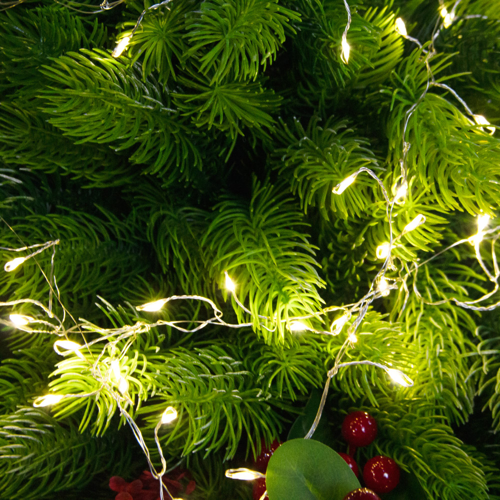 080/СВ03т/289-2(Пр)(Fix)(F) Ель искусственная h80см с красным декором и гирлянд. Роса на основании_5