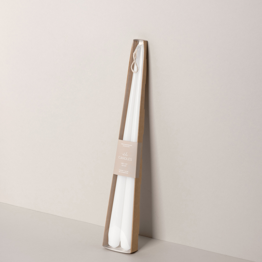 СК35-1(Fix)(F) Свеча коническая 35см Оттенок №1 (белый) 2шт/уп_1