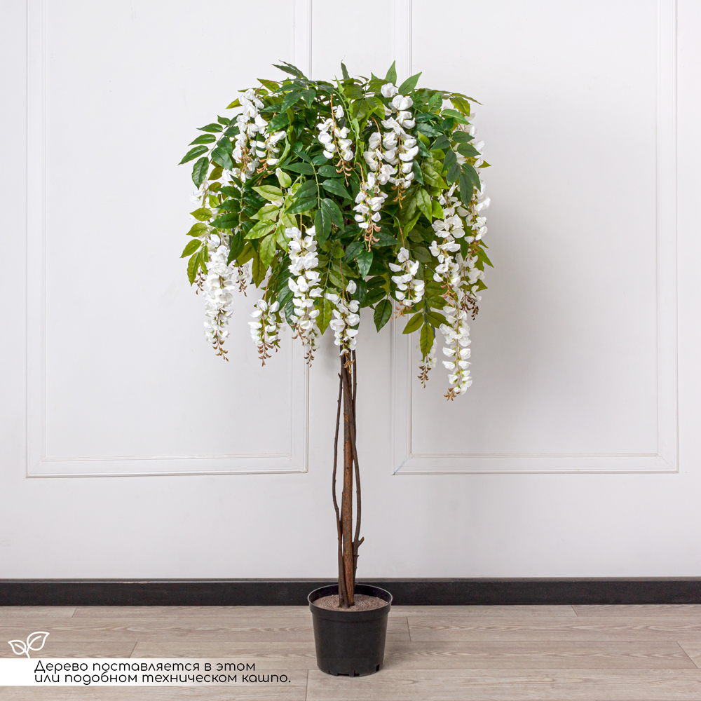 160/УК/424-1 Глициния(вистерия) искусственная h160см (латекс), белая_1