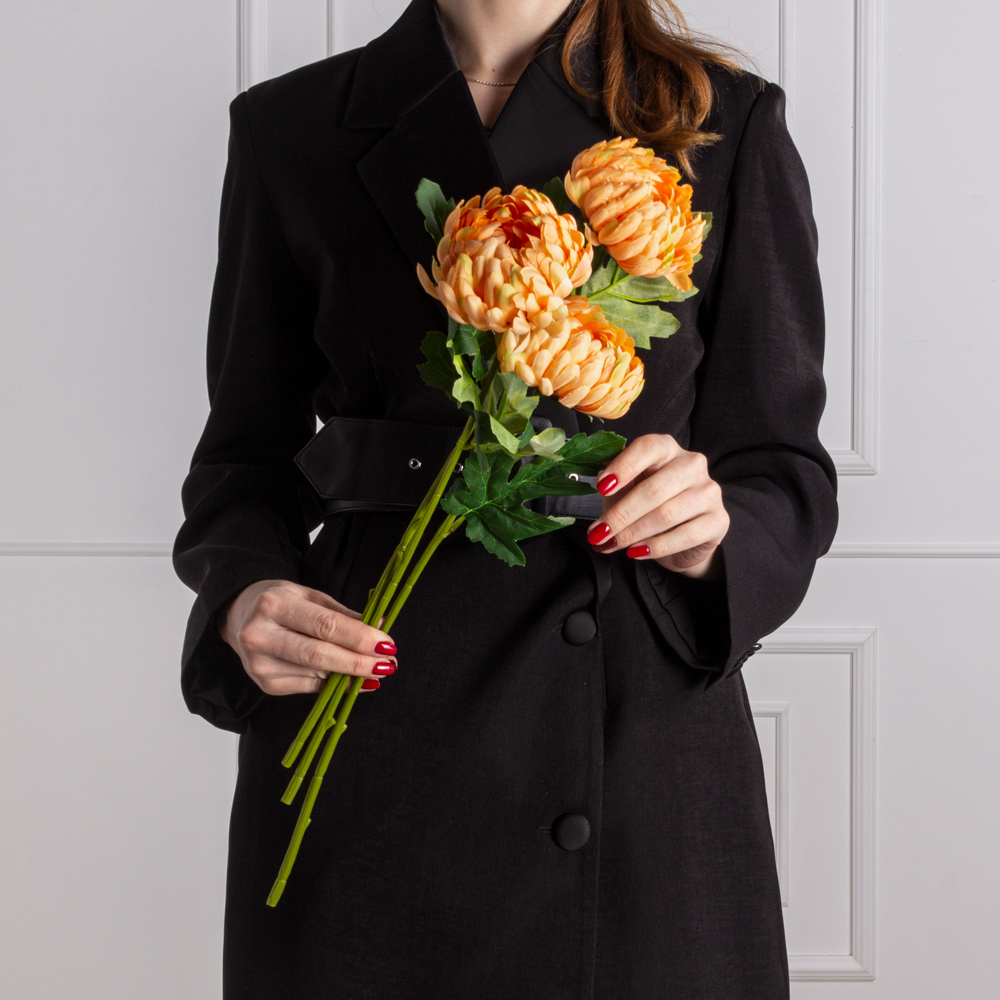 7141А/0443-19/13 Хризантема искусственная 1 голова d11см, h47см, персик._3