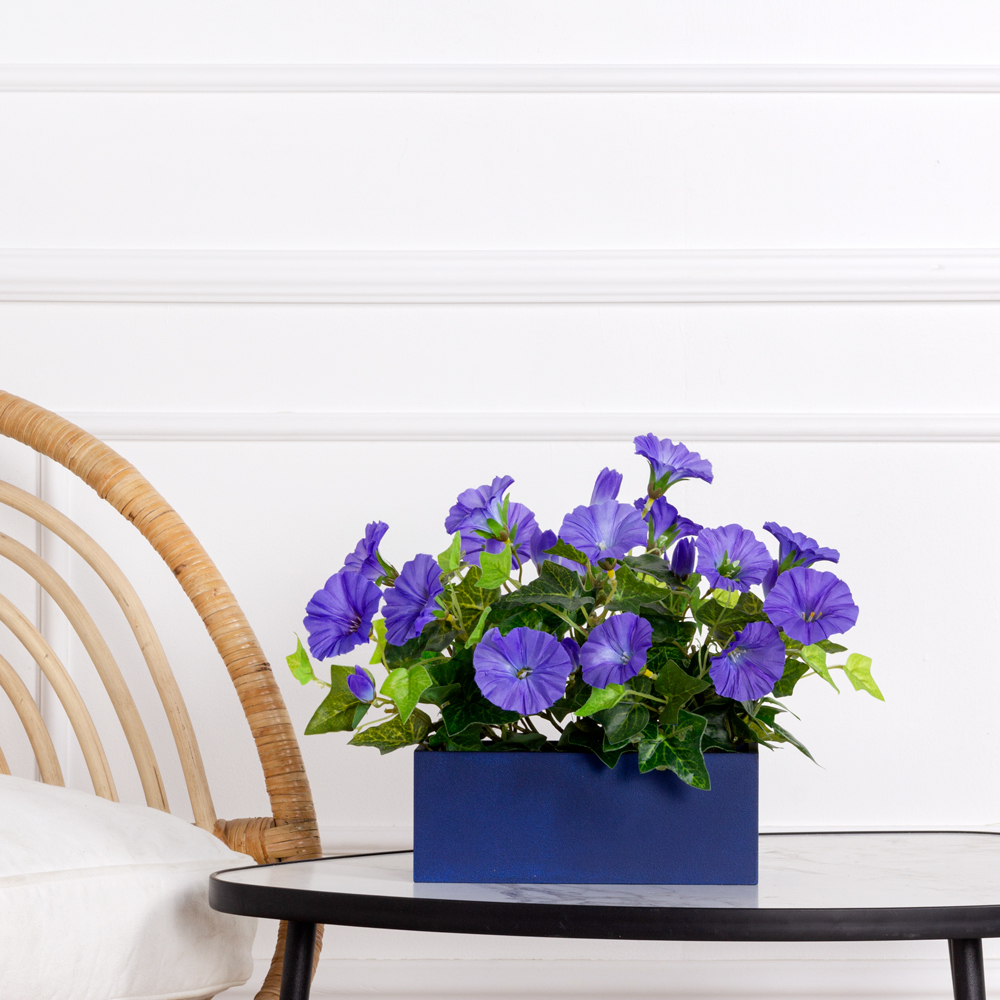 ТДЯ440-4 Петуния искусственная синяя в деревянном ящике 20х9х8см_1