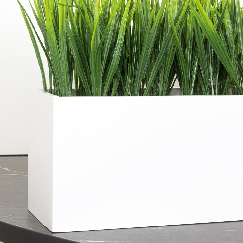 ТДЯ051(Promo) Трава искусственная(зеленая) в деревянном белом ящике 50*10*h12см_5