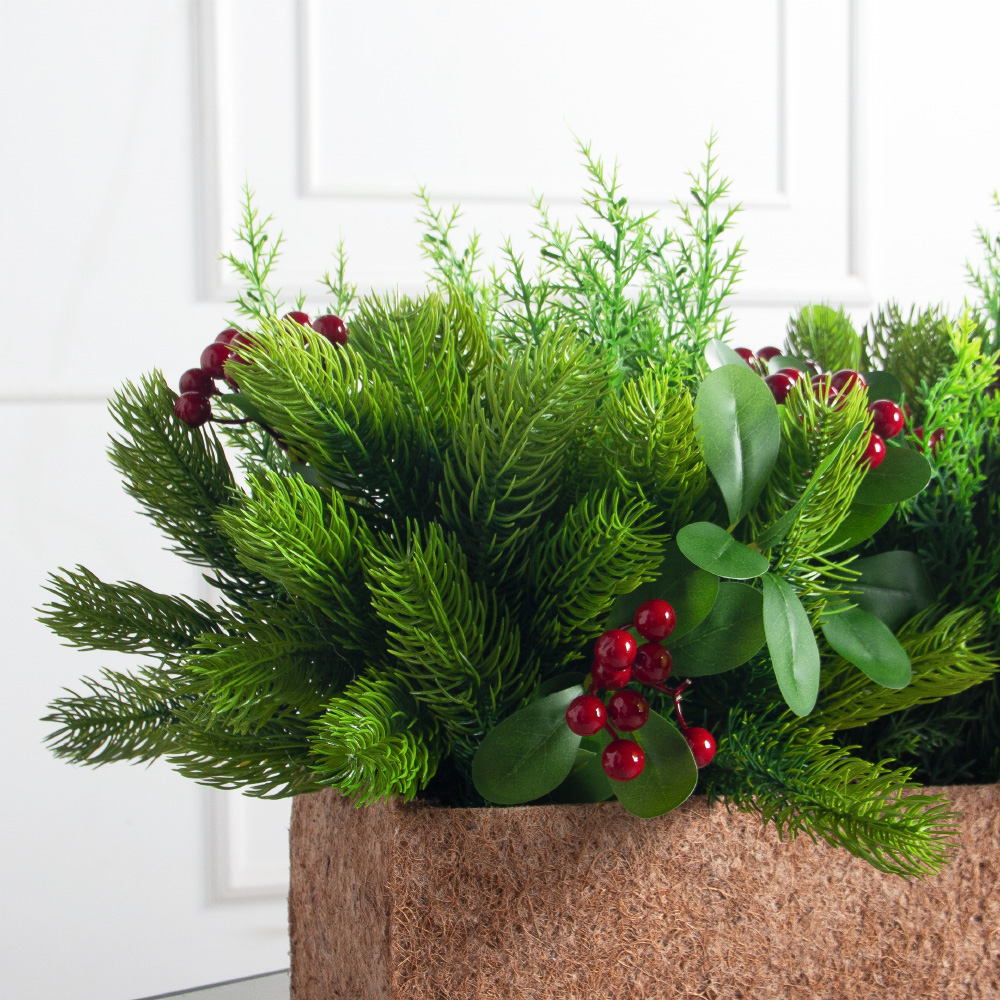 КНг57-5(з)(F) Композиция НГ искусственная с ягодами в кокосовом боксе 85х15х10см_3