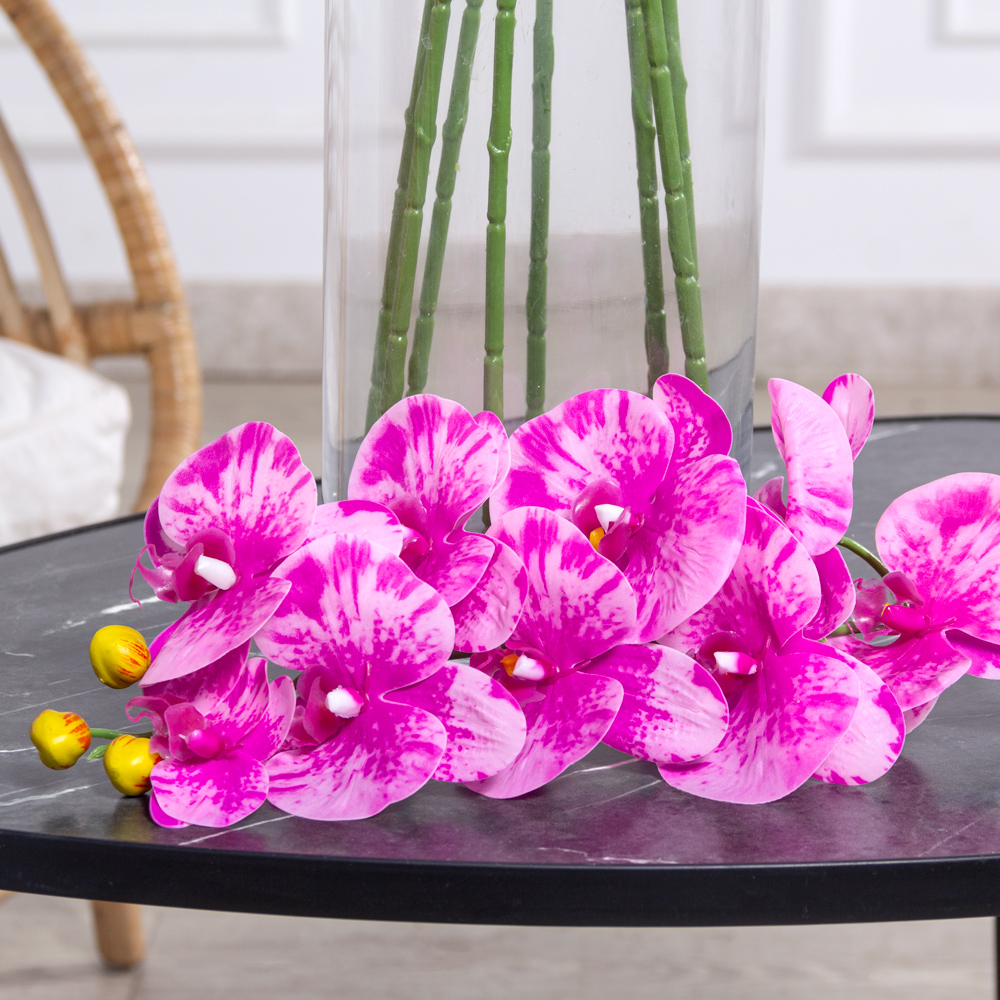 7141А/0108-01/6(F) Орхидея  искусственная h100см 9 голов, фуксия пестрая(латекс)_2