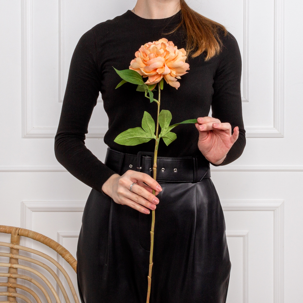 7141А/9120-22/13Р Пион искусственный 1 голова d13см, h64см, персик_4