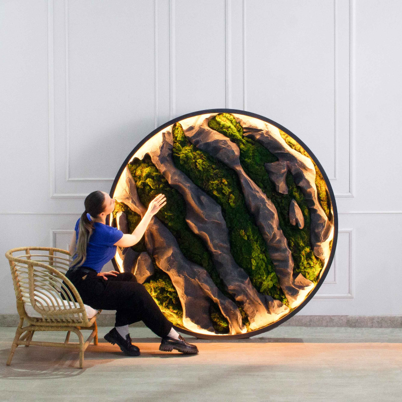 ФП21(з/УУ)(F) Фитопанно искусственное в металлической раме с подсветкой d170см_1