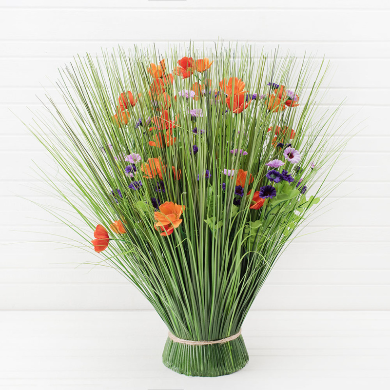 С016 Сноп-букет из осоки с космеей d-50;h-52см