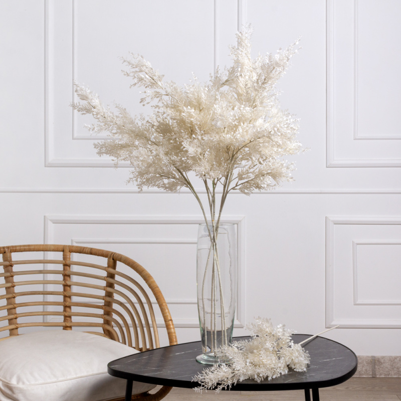 7143/0041-10/23 Ветка искусственная Мини самшит h97см, белая_4