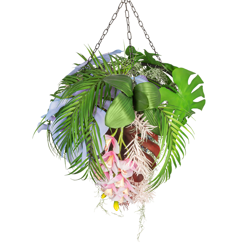 КЗ/39(з.) Композиция искусственная Тропический микс на мет.основании d40см(свес 70см)_1