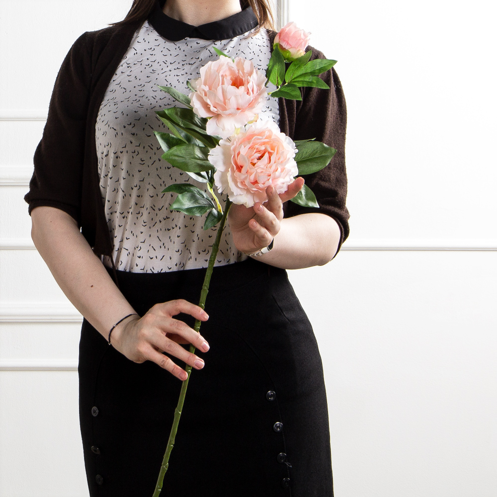 7141А/9122-0346/13(F) Пион искусственный h77см 2головы 1бутон,персиковый_6