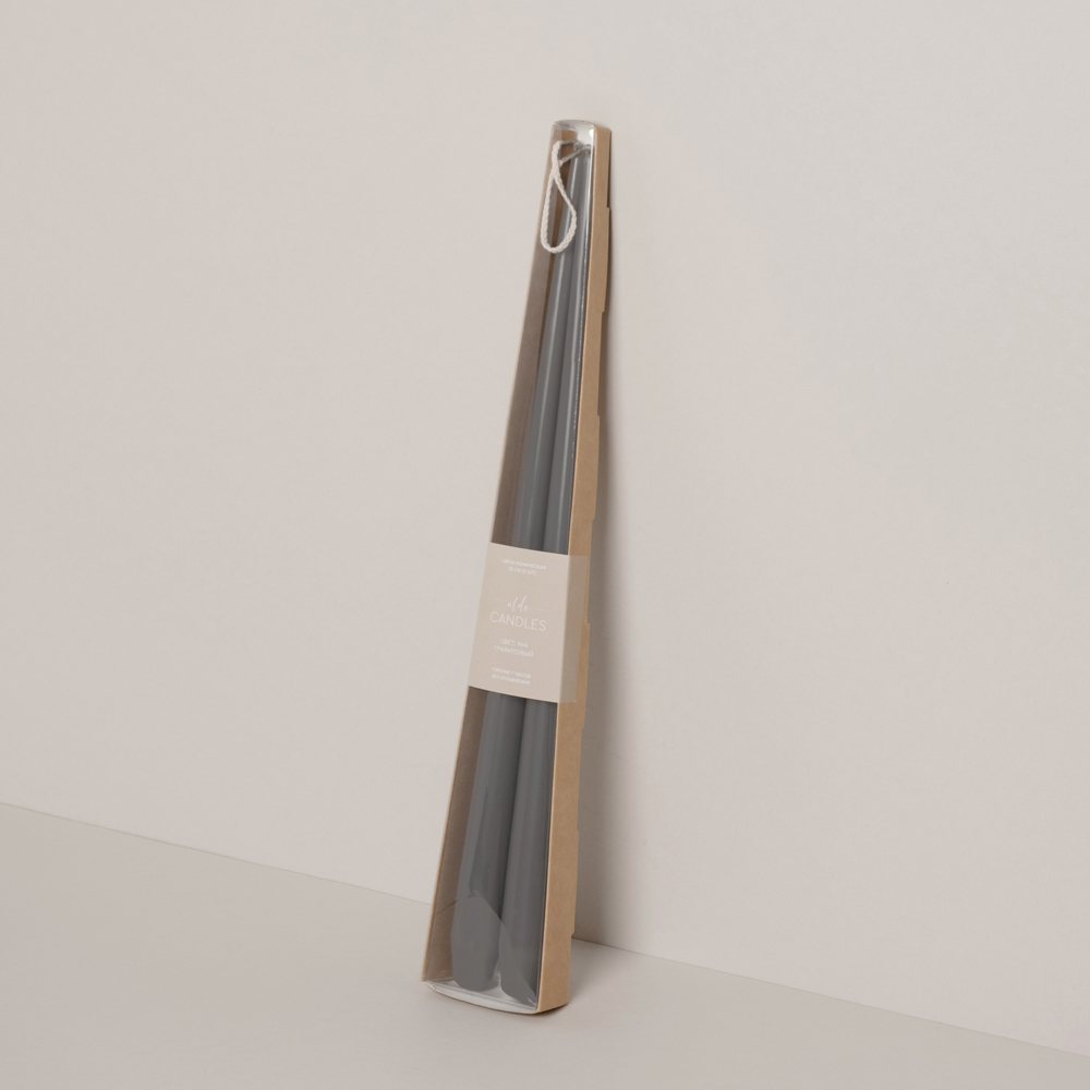 СК35-3(Fix)(F) Свеча коническая 35см Оттенок №3 (серый) 2шт/уп_1