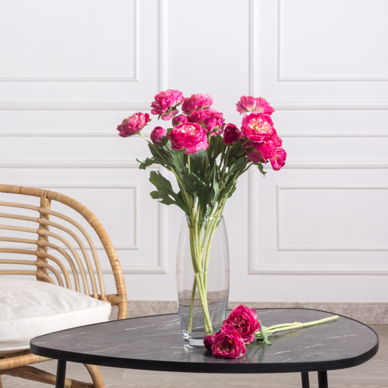 7141А/9149-09/7(F) Ранункулюс искусственный h50см, цикламен, 2головы, 1бутон