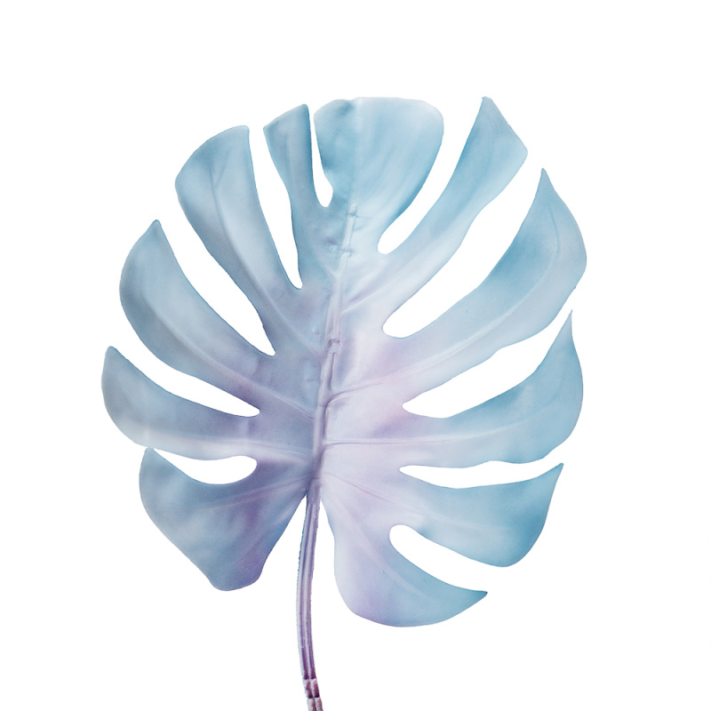 7143/0030-7/10 Лист Монстеры, искусственный, голубой, маленький h 75 см (32+43)