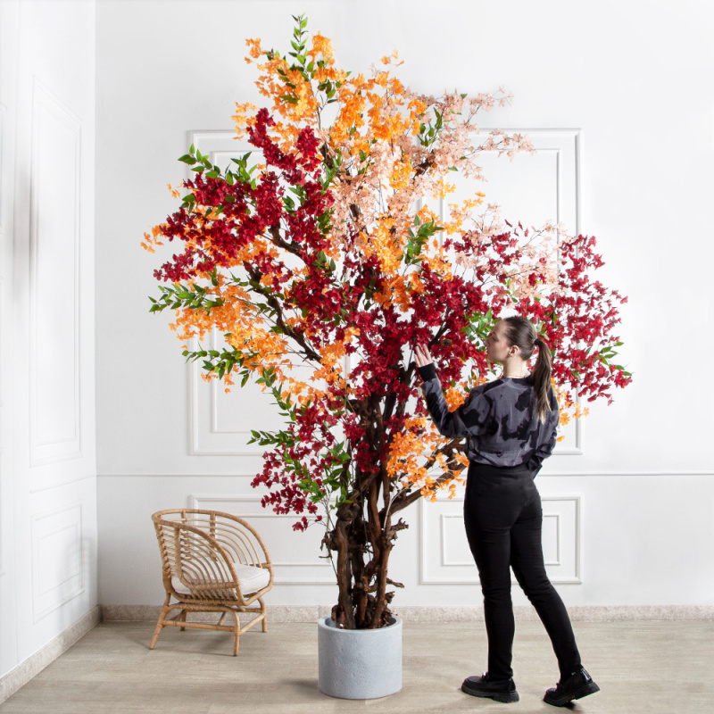 320/ОС/658/522(Пр)(F) Дерево искусственное интерьерное, пристенное h320см, красно-оранжевое_1