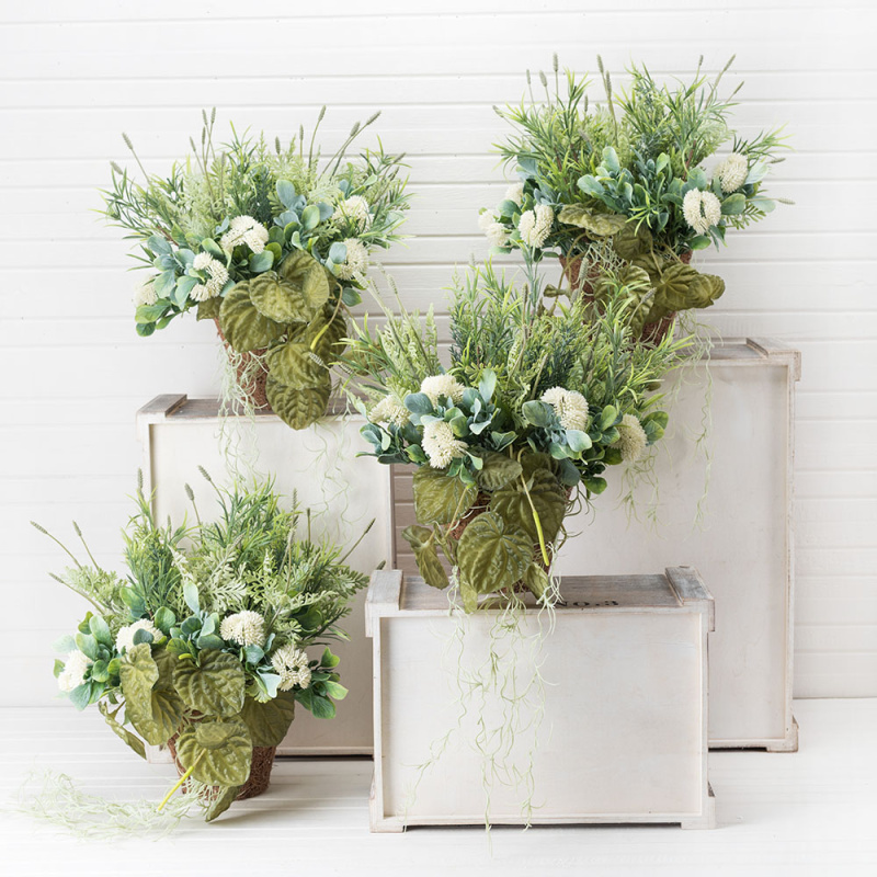 К308/2(з) Зелень с Агерат. бел. в круглом кок. боксе (d-15,h-10)