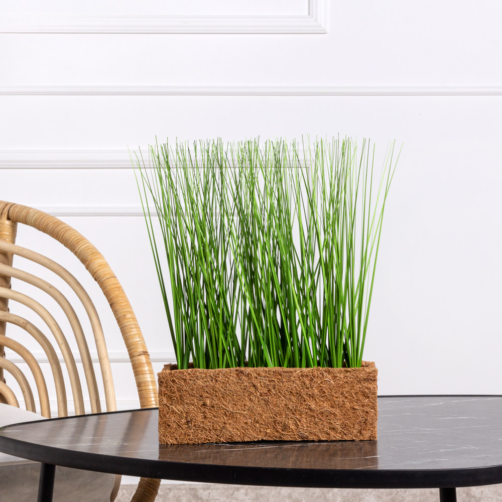 ТД047 Трава Осока искусственная h27-30см в кокосовом боксе 25х8х8см_1