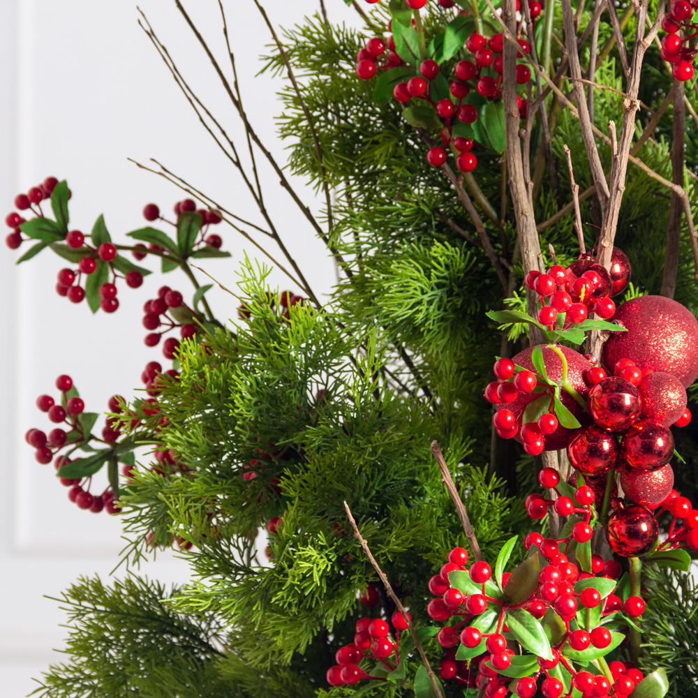 ДЛ148-1/1(з)(F) Декор входной группы хвойный L200см на прутьях в кашпо_2