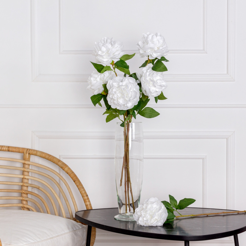 7141А/9120-22/23Р Пион искусственный 1 голова d13см, h64см, белый_5