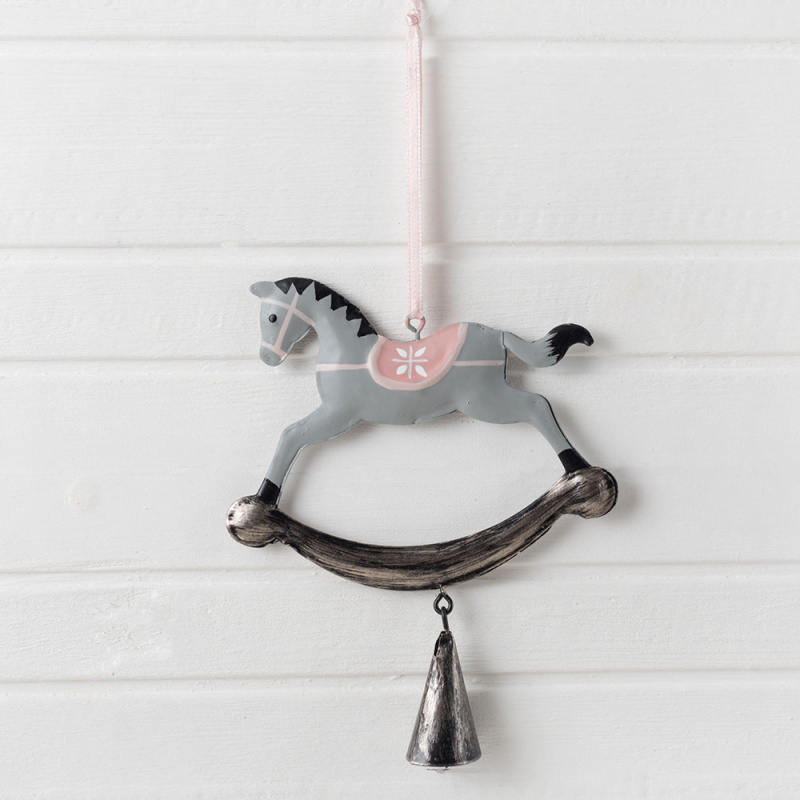 743/89019C IRIS подвес лошадка серая металл 14*10,5см